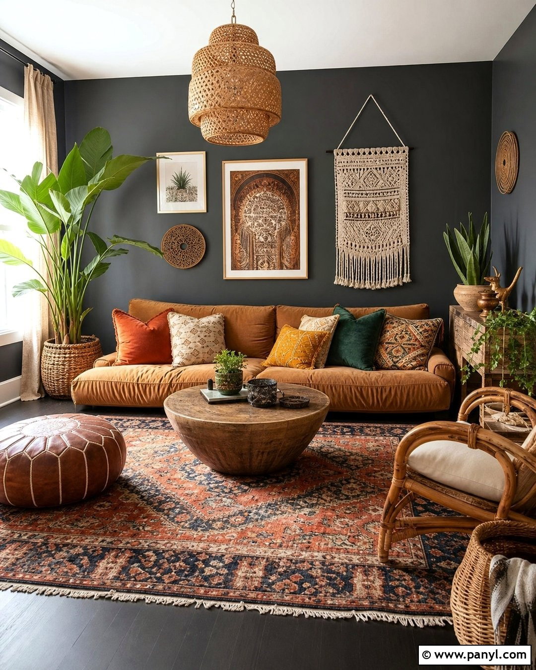 Charcoal Boho Accent Wall - 30 charcoal accent wall ideas