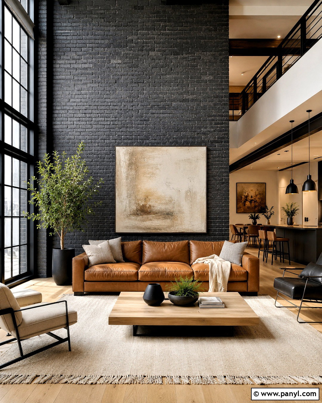 Charcoal Brick Loft Wall - 20 brick wall before and after painting ideas
