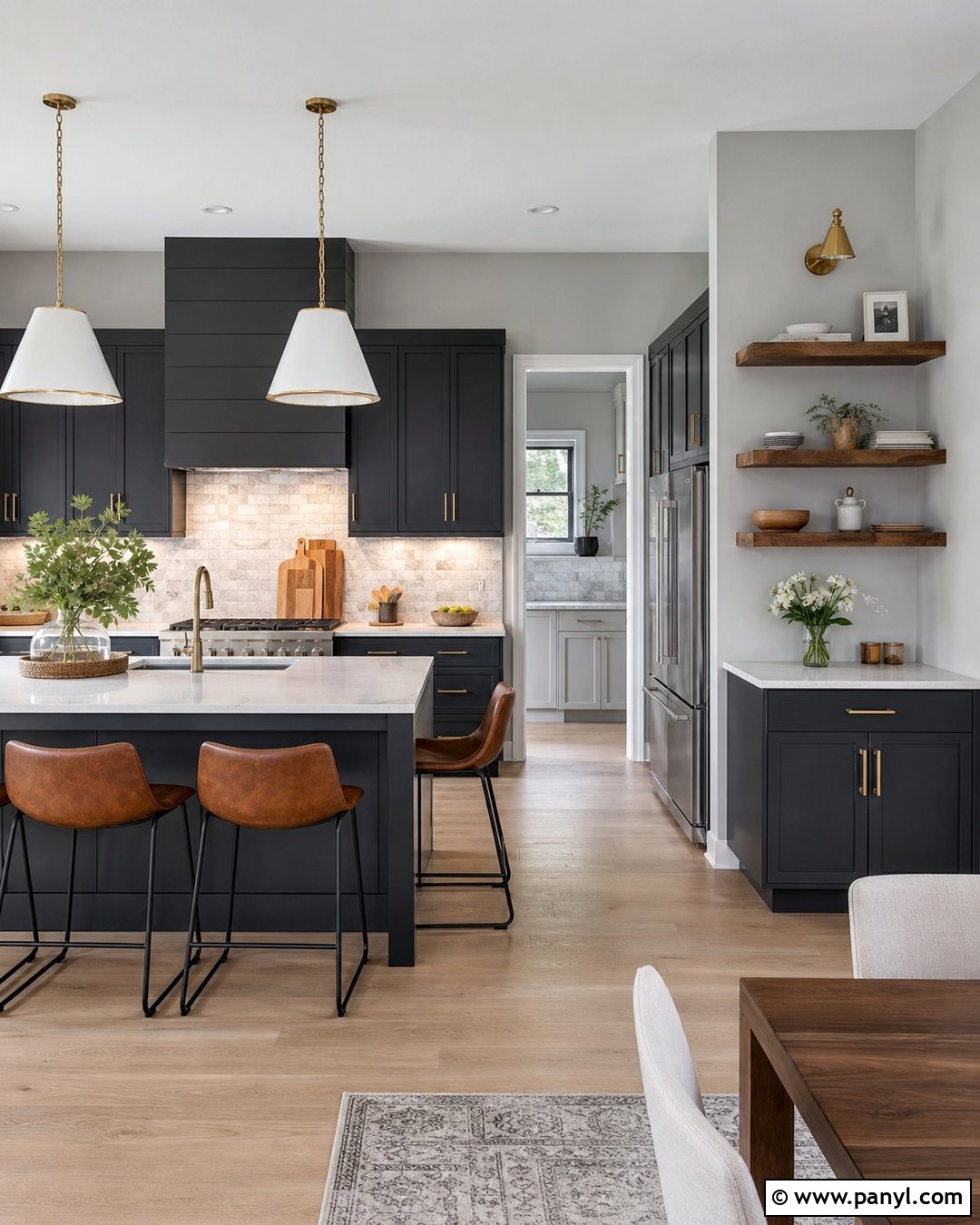 Charcoal Cabinets With Pale Gray Walls - 20 Kitchen Cabinet And Wall Paint Ideas