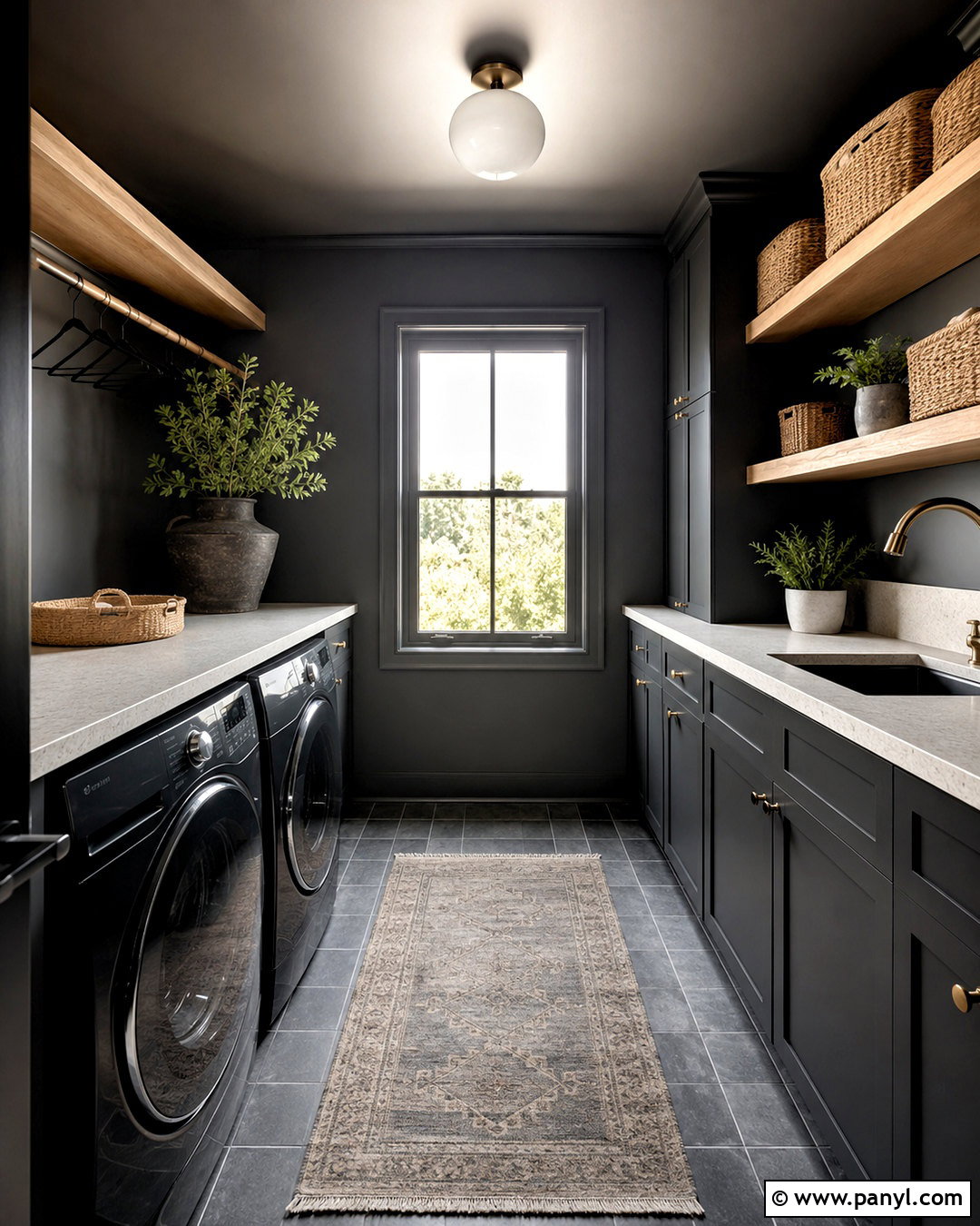 Charcoal Color-Drenched Laundry Room - 20 moody laundry room ideas