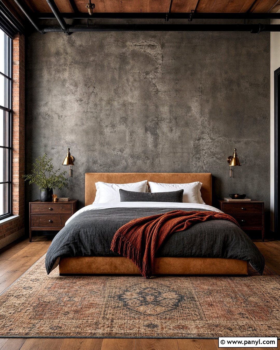 Charcoal Concrete Texture Wall - 20 bedroom texture paint wall ideas