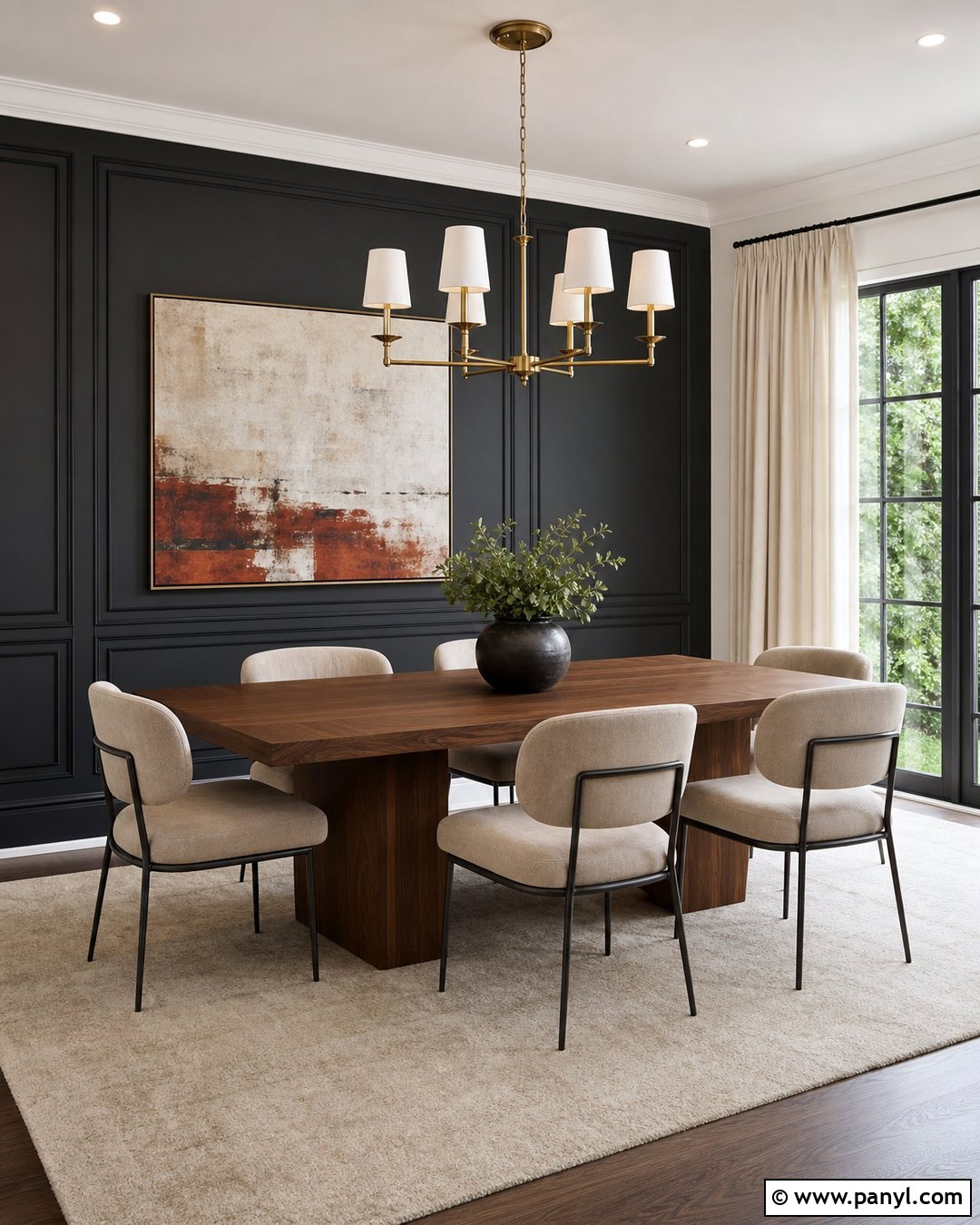 Charcoal Contrast Wall Dining Room - 30 Contrast Wall Ideas