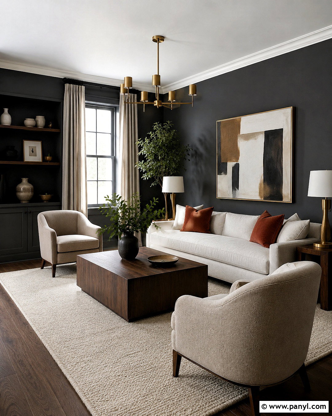 Charcoal Dark Wall Living Room - 20 dark wall living room ideas