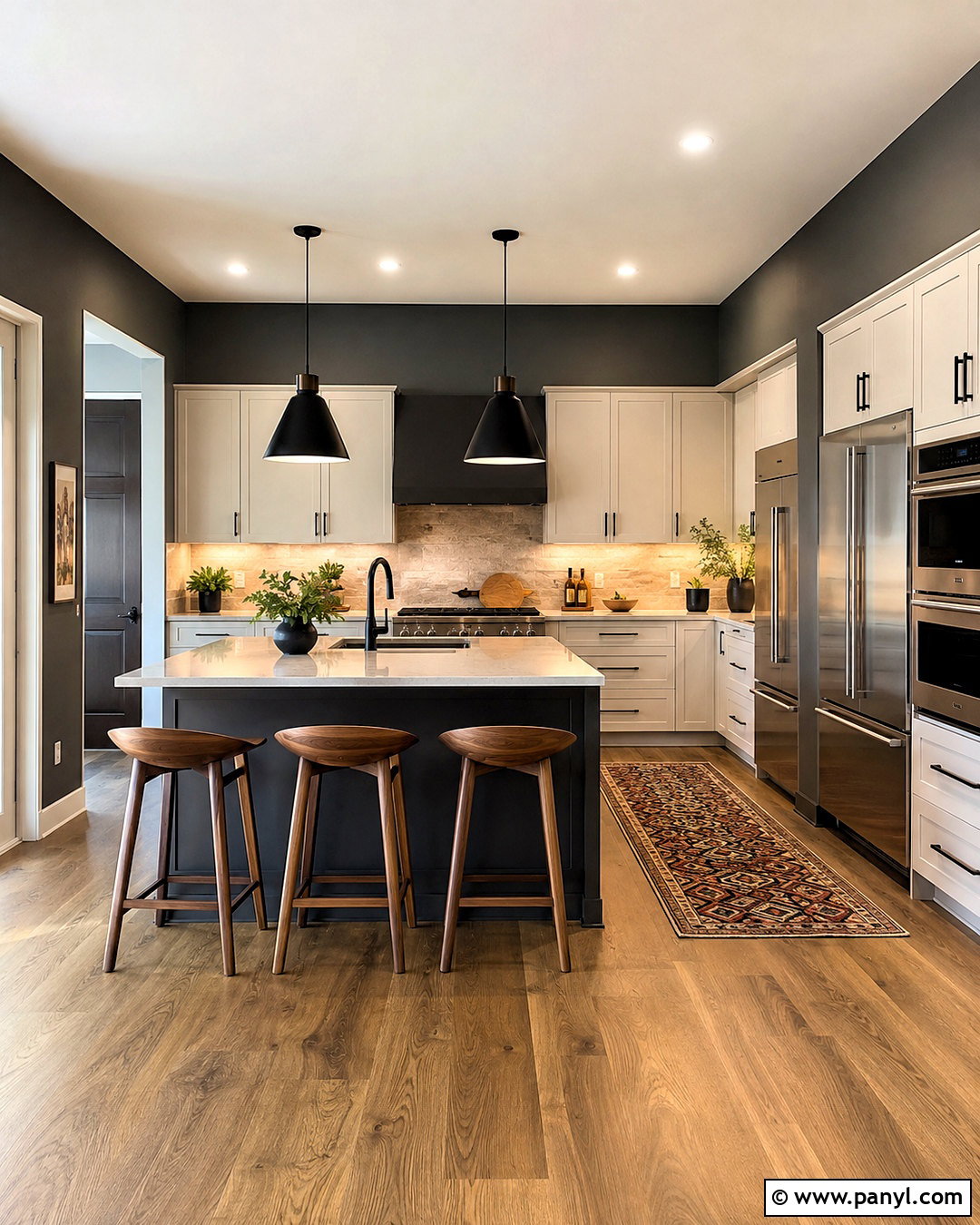 Charcoal Dark Walls Kitchen - 40 dark walls