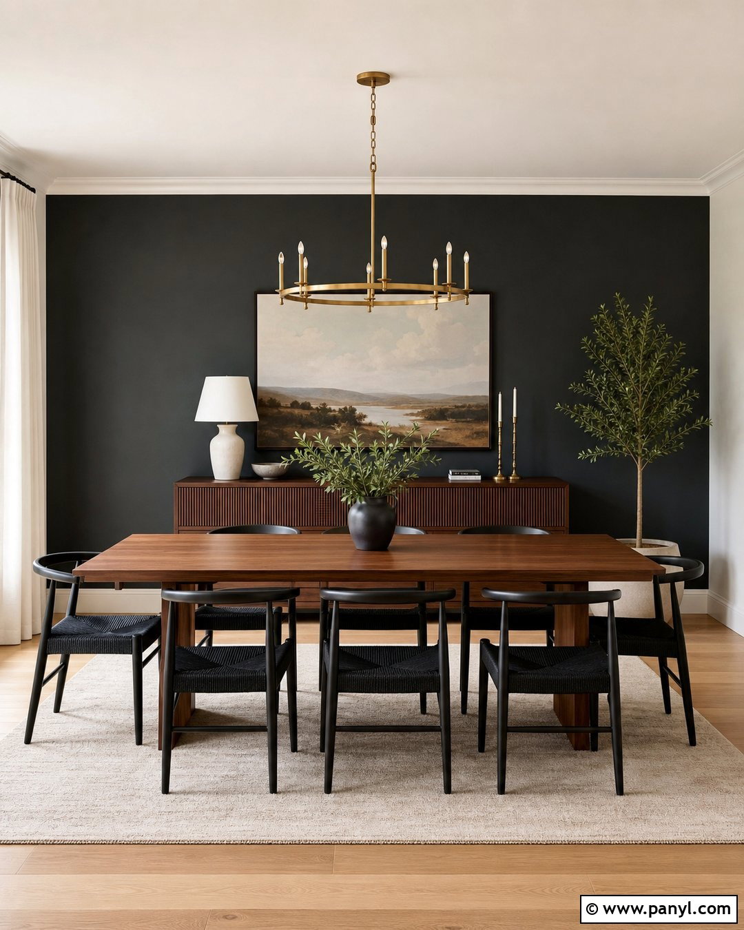 Charcoal Dining Room Painted Wall - 20 Room One Wall Painted Ideas