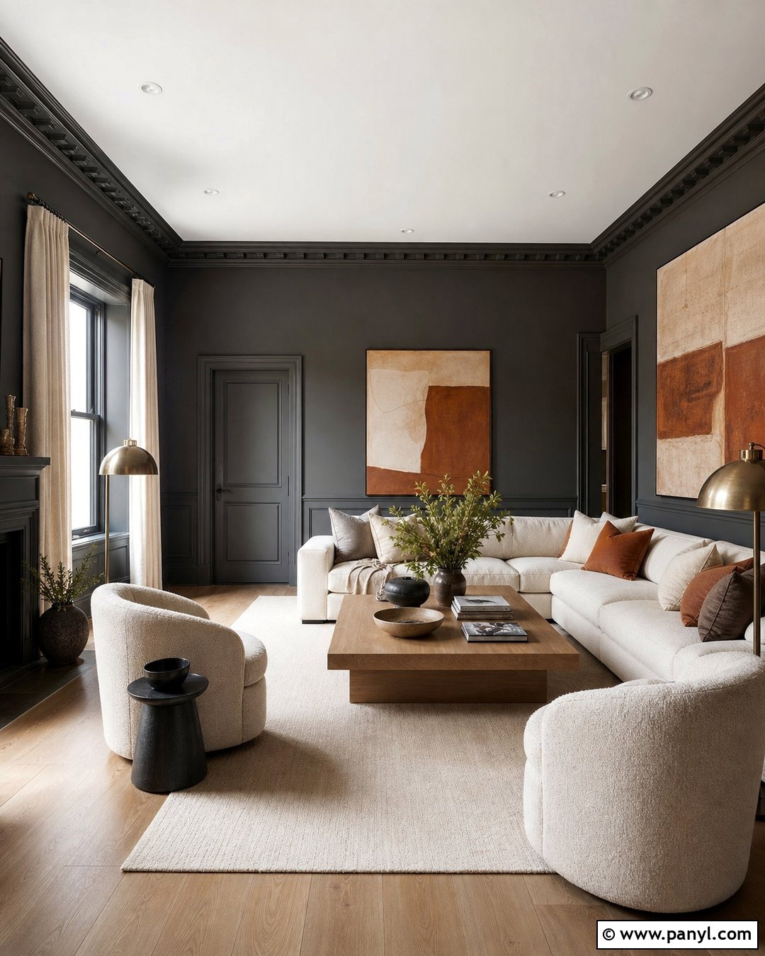 Charcoal Drawing Room Walls - 30 drawing room wall color ideas