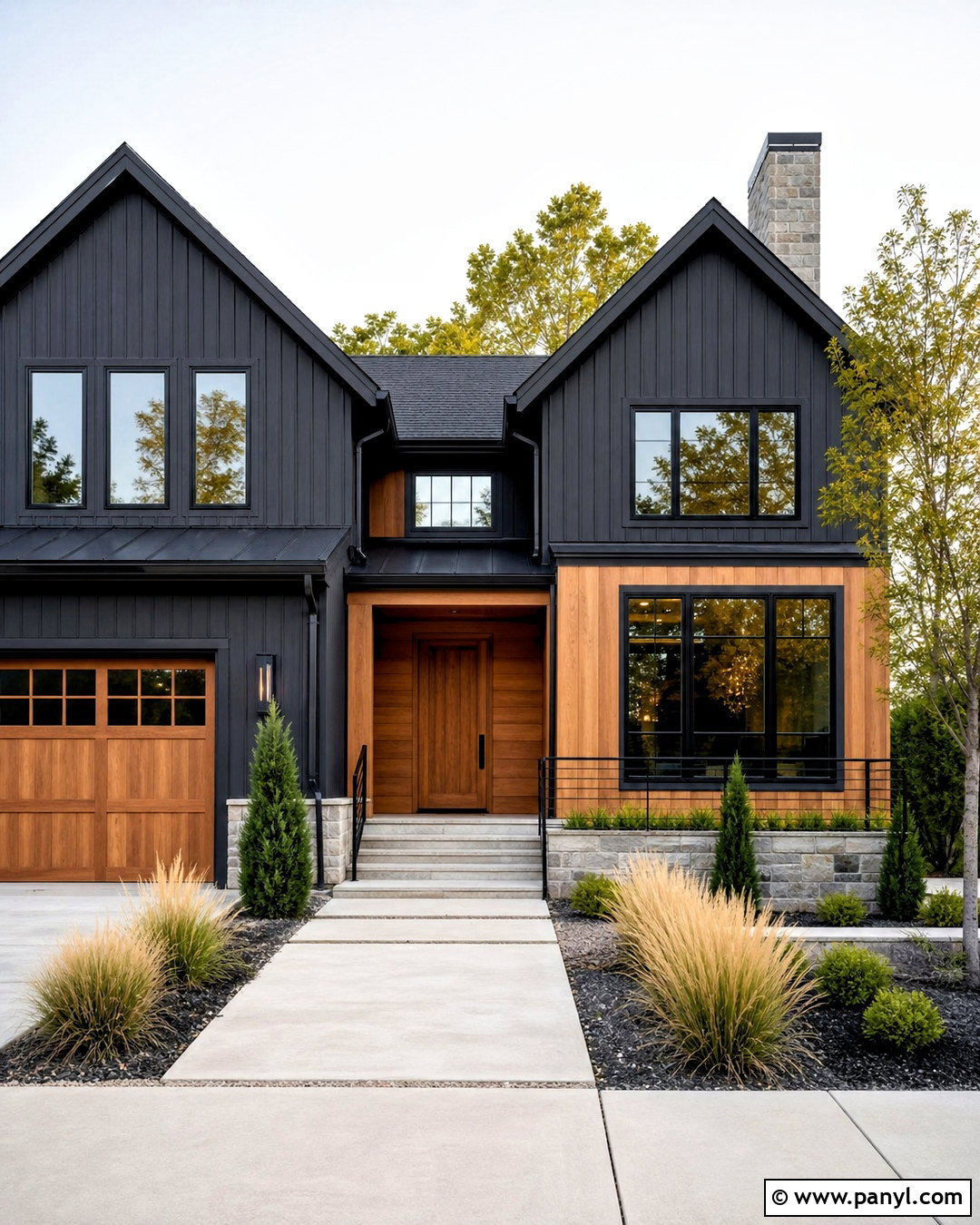 Charcoal Exterior Walls With Cedar Accents - 20 exterior wall painting ideas
