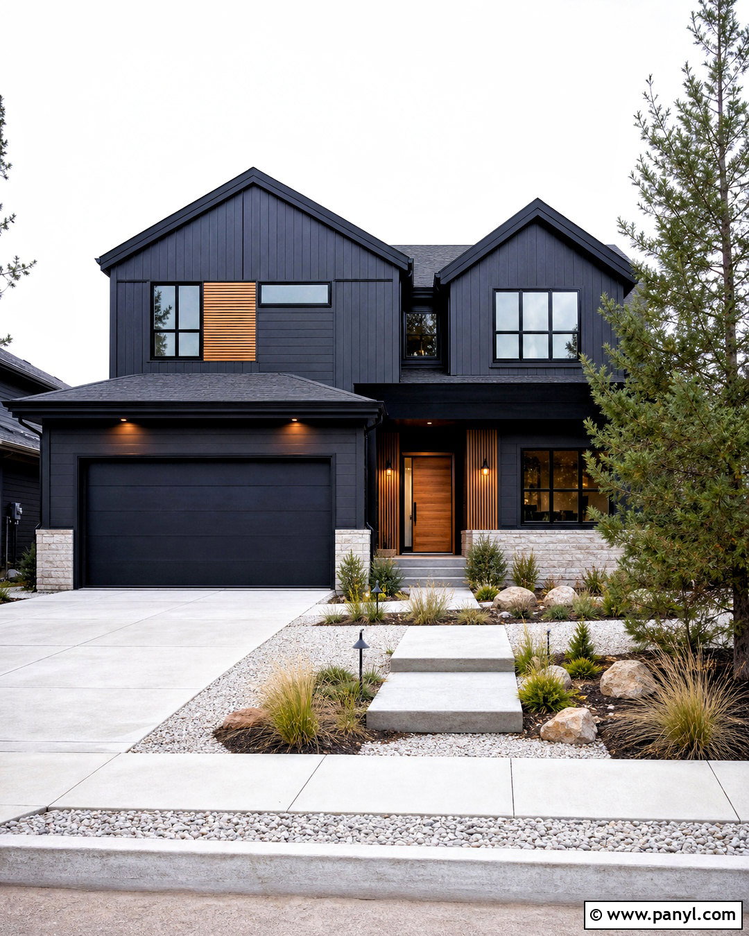 Charcoal Exterior With Natural Wood - 20 outdoor wall painting ideas exterior colors