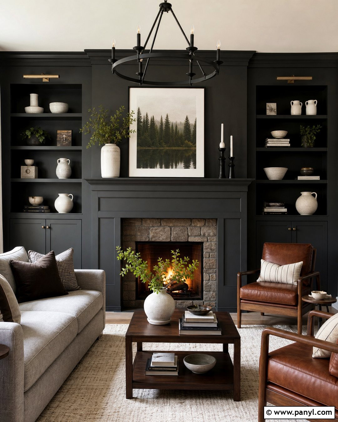 Charcoal Fireplace Accent Wall - 25 Wall Accent Paint Ideas