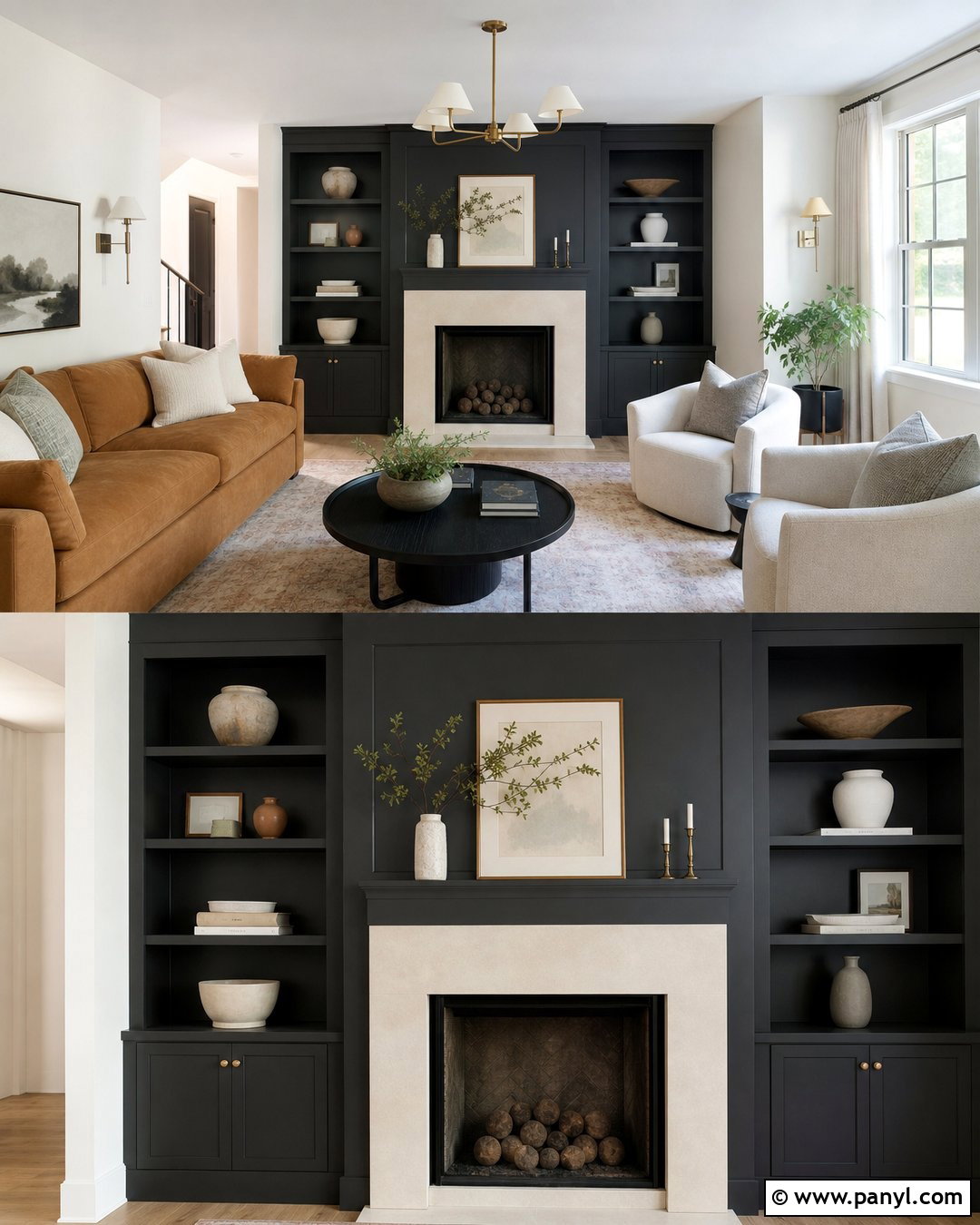 Charcoal Fireplace Accent Wall - 30 dark accent walls