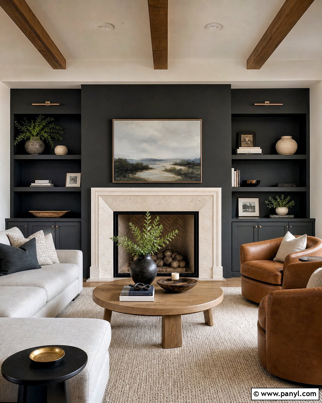 Charcoal Fireplace Accent Wall - 20 dark accent wall living room ideas