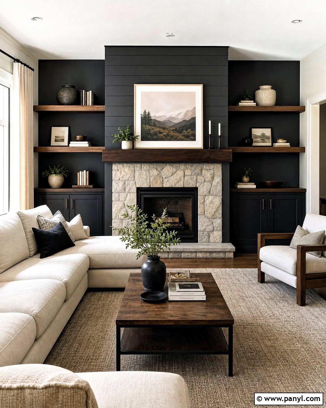 Charcoal Fireplace Accent Wall - 20 painted accent wall ideas