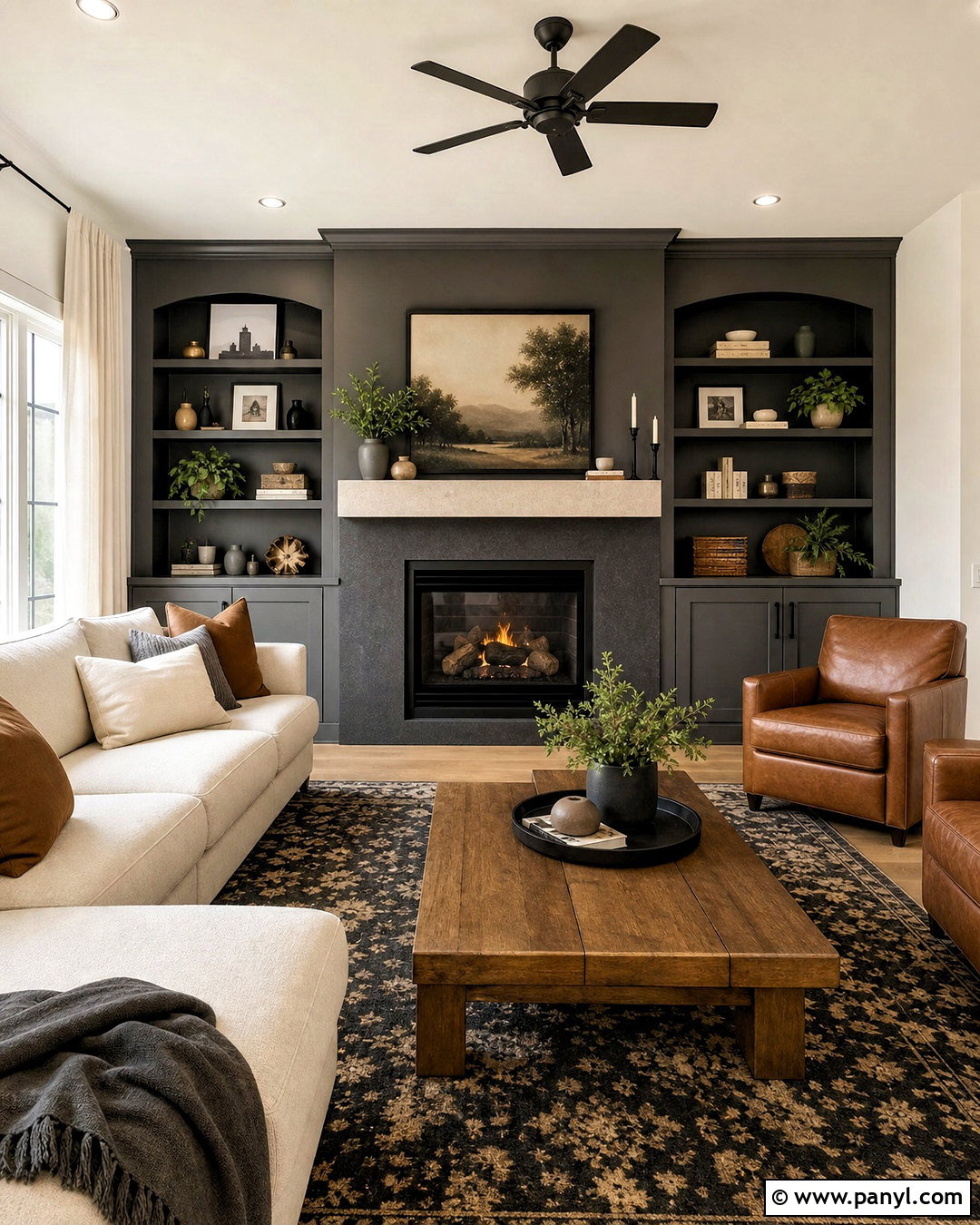 Charcoal Fireplace Accent Wall - 20 wall paint inspiration ideas