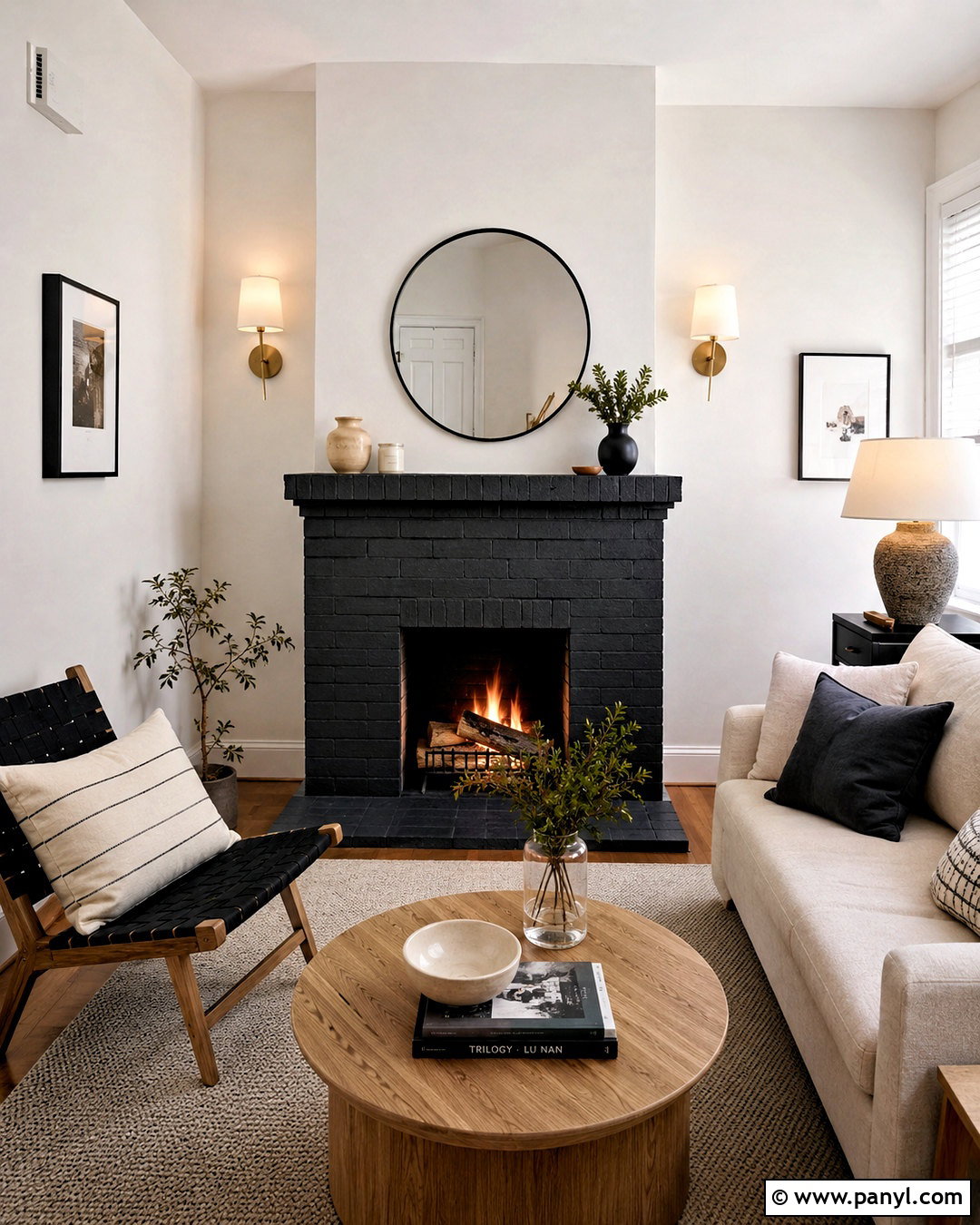 Charcoal Fireplace In A Small Living Room - 20 dark painted fireplace ideas