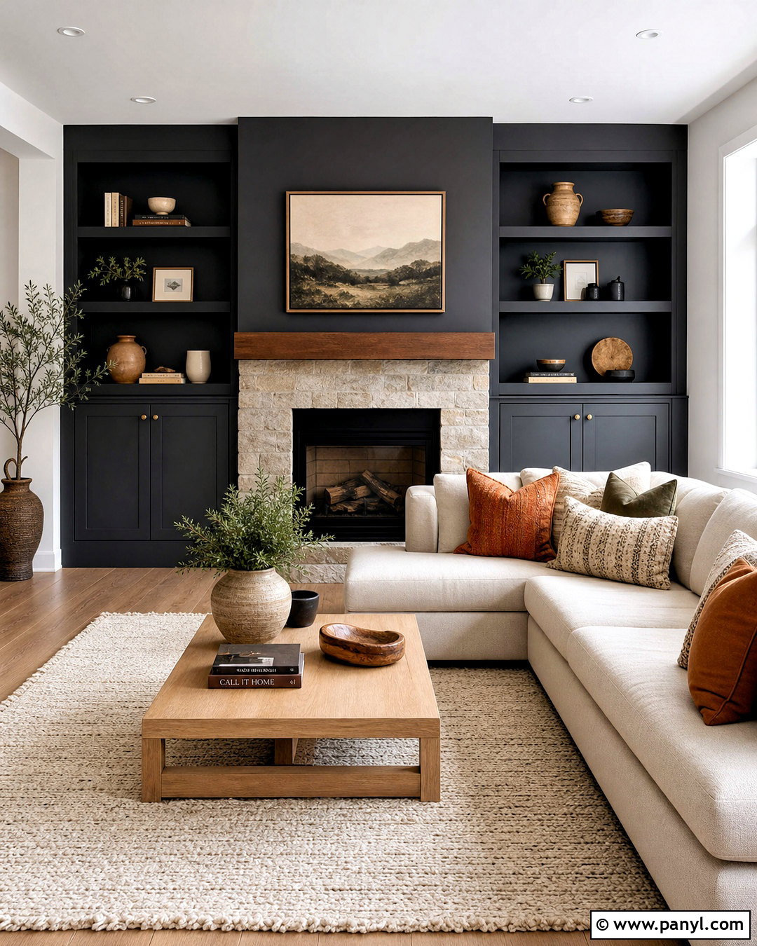 Charcoal Fireplace Wall - 20 room ideas paint walls