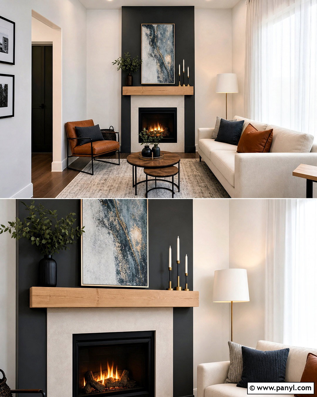 Charcoal Fireplace Wall In A Small Living Room - 20 dark fireplace wall ideas