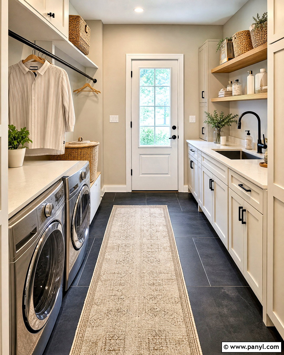 Charcoal Floor Light Greige Laundry Room - 20 dark floors light walls