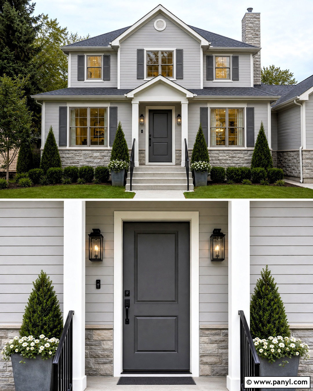 Charcoal Front Door With Gray House - 20 grey house door color ideas