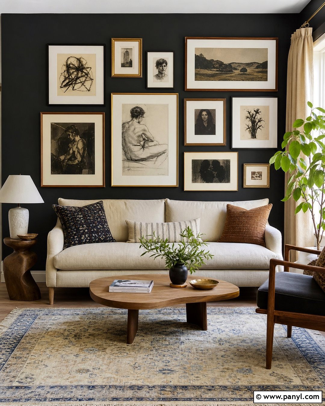 Charcoal Gallery Wall - 30 charcoal accent wall ideas