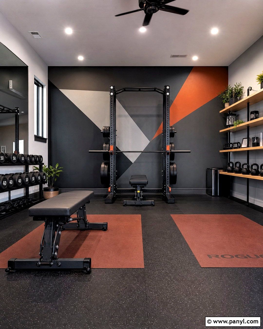 Charcoal Geometric Gym Wall - 20 gym wall painting ideas
