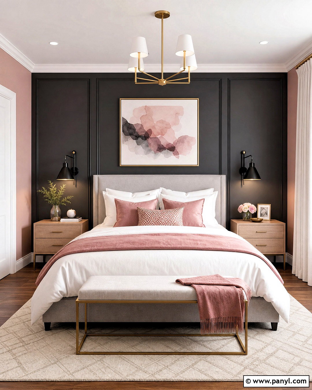 Charcoal Gray And Blush Pink Wall Colour Combination - 20 wall colour combinations