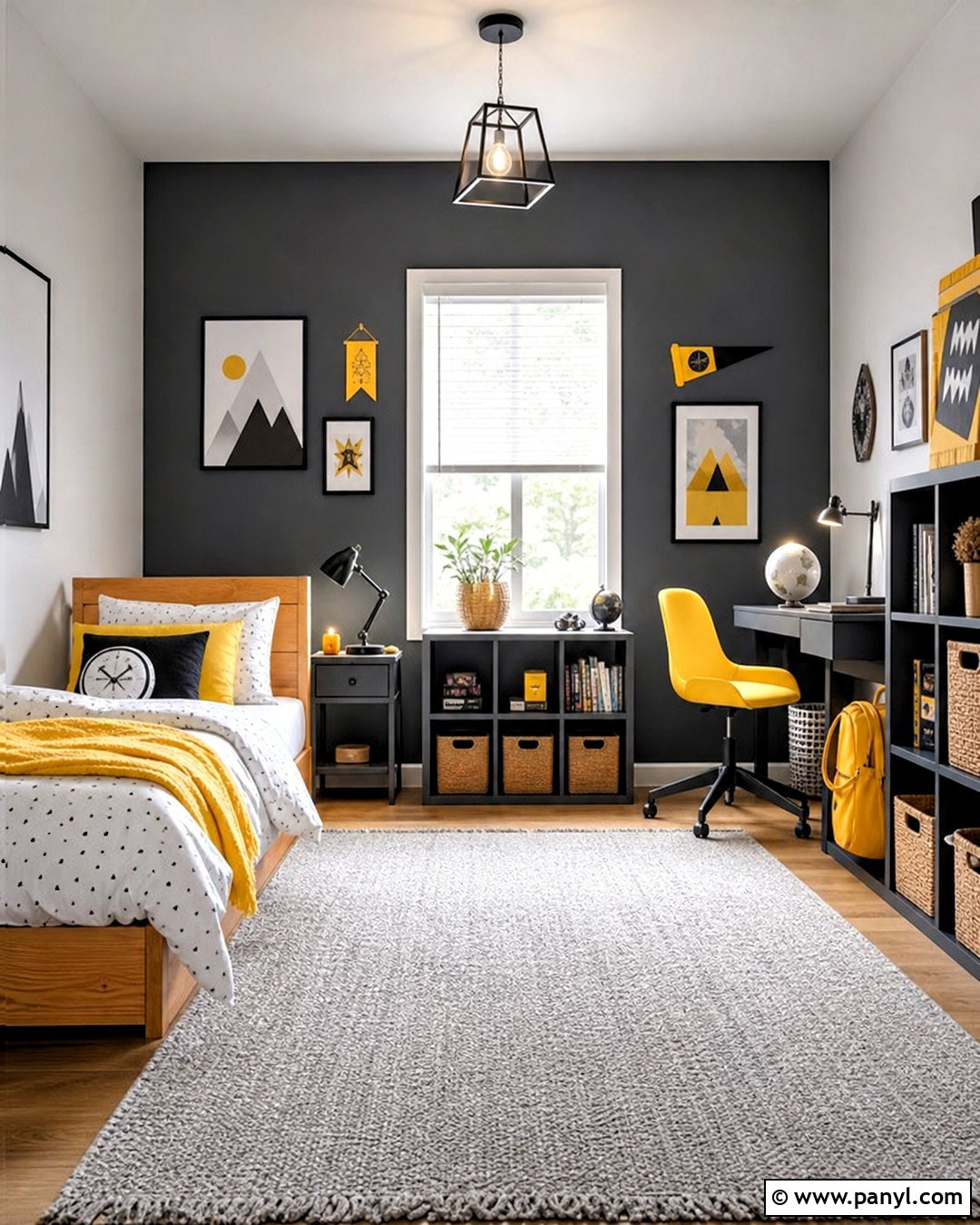 Charcoal Gray And Bright Yellow Kids Room - 20 kids room color schemes