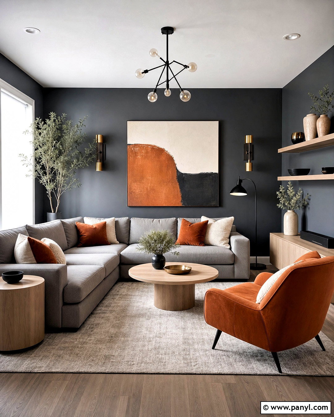 Charcoal Gray And Burnt Orange Room Color Combination - 20 aesthetic room colour combination ideas