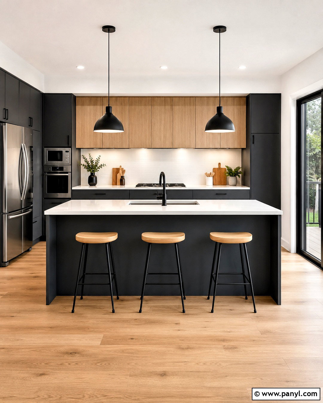 Charcoal Gray And Light Oak Kitchen - 20 popular kitchen color combinations