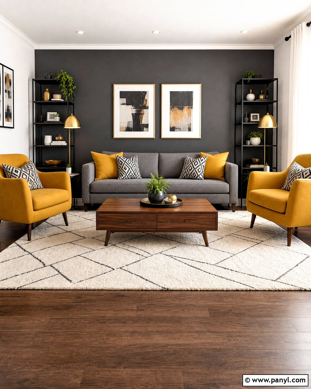 Charcoal Gray And Mustard Living Room - 20 asian paints royale living rooms colour ideas
