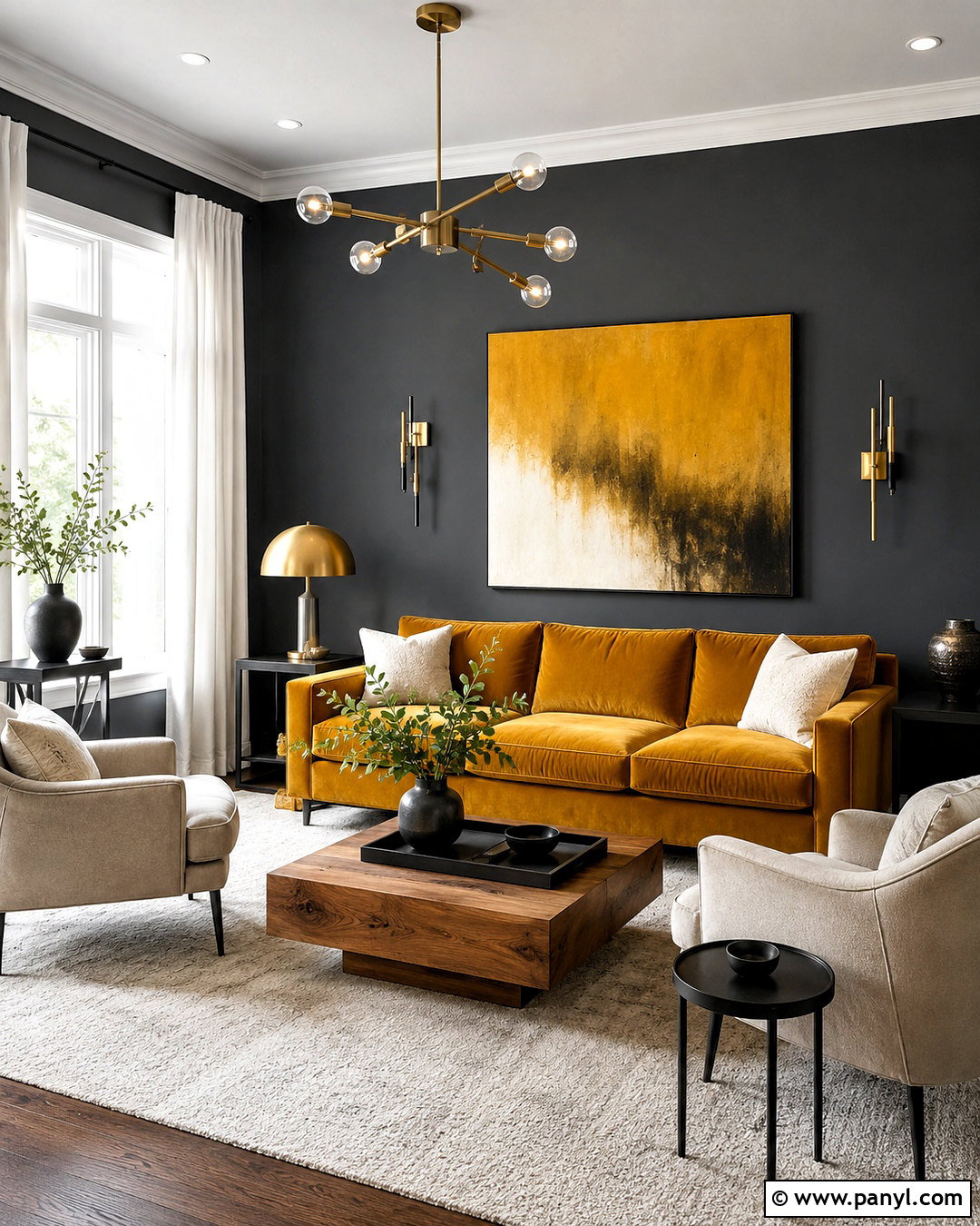 Charcoal Gray And Mustard Yellow Living Room - 20 living room color combinations ideas