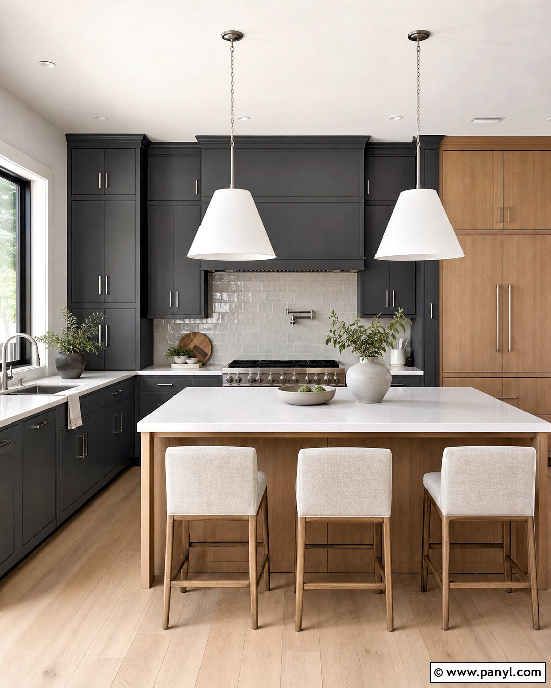 Charcoal Gray And Oak Kitchen - 20 kitchen color combinations ideas
