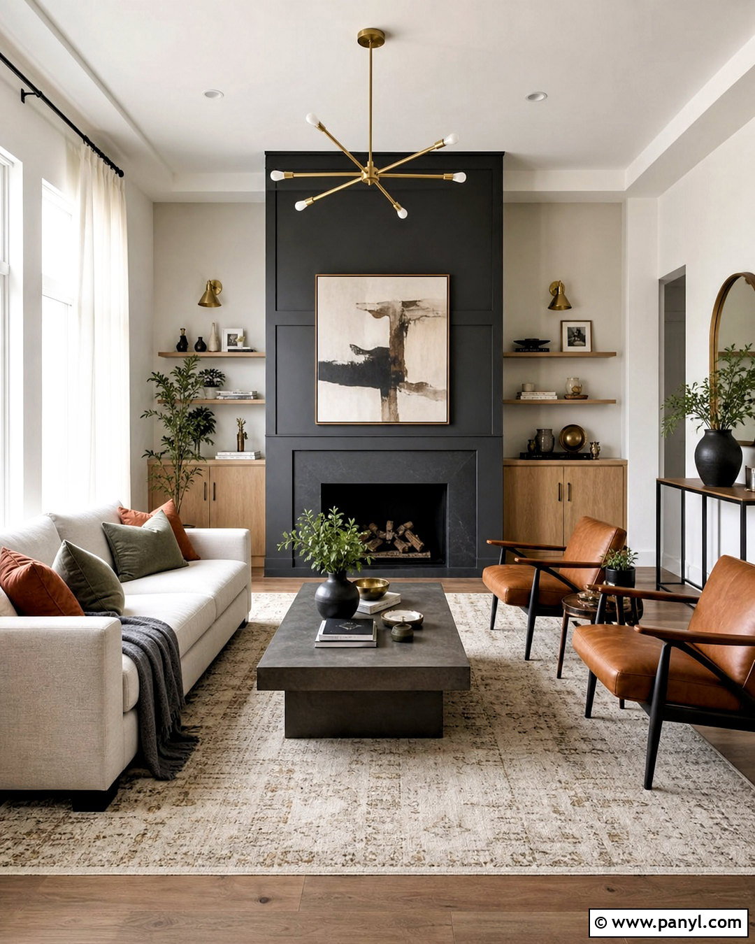 Charcoal Gray And Off-White Hall Room - 20 hall room color ideas