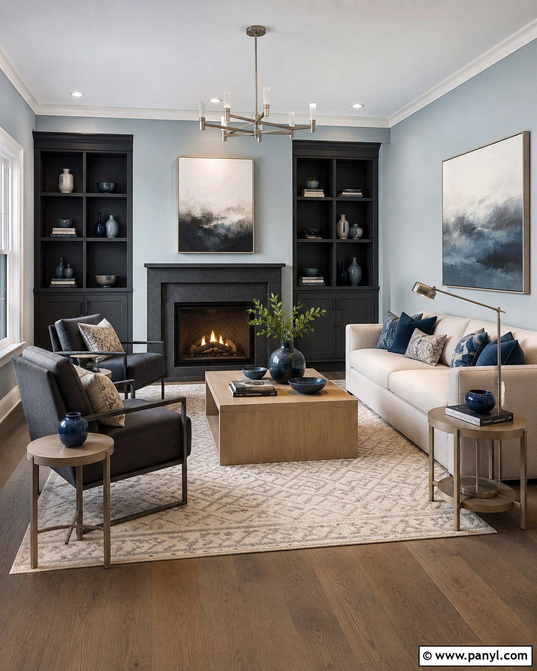 Charcoal Gray And Pale Blue Interior Walls - 20 Colour Combination For Interior Walls