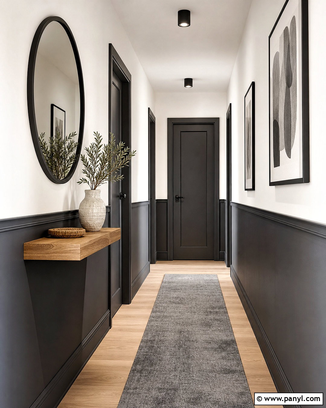 Charcoal Gray And Soft White Hallway - 20 two tone hallway ideas