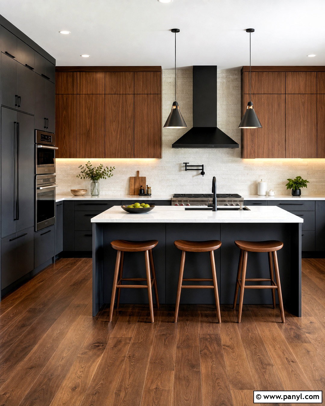 Charcoal Gray And Wood Kitchen - 20 kitchen colours ideas
