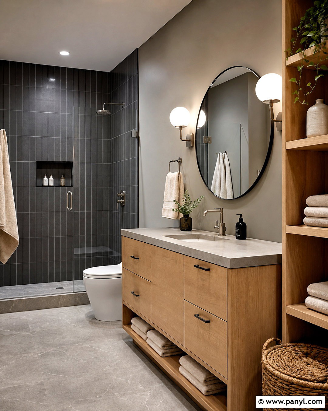 Charcoal Gray Bathroom - 20 dark theme bathroom ideas