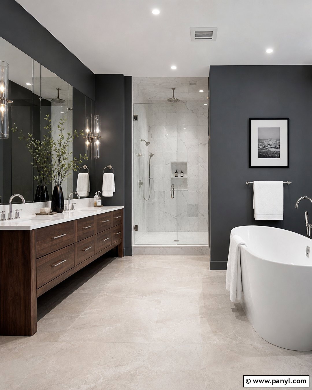 Charcoal Gray Bathroom Walls With Marble - 30 gray bathroom walls