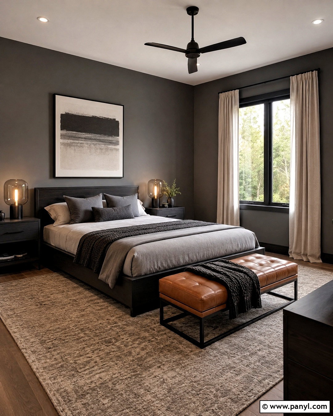 Charcoal Gray Bedroom With Black Furniture - 20 dark painted bedrooms