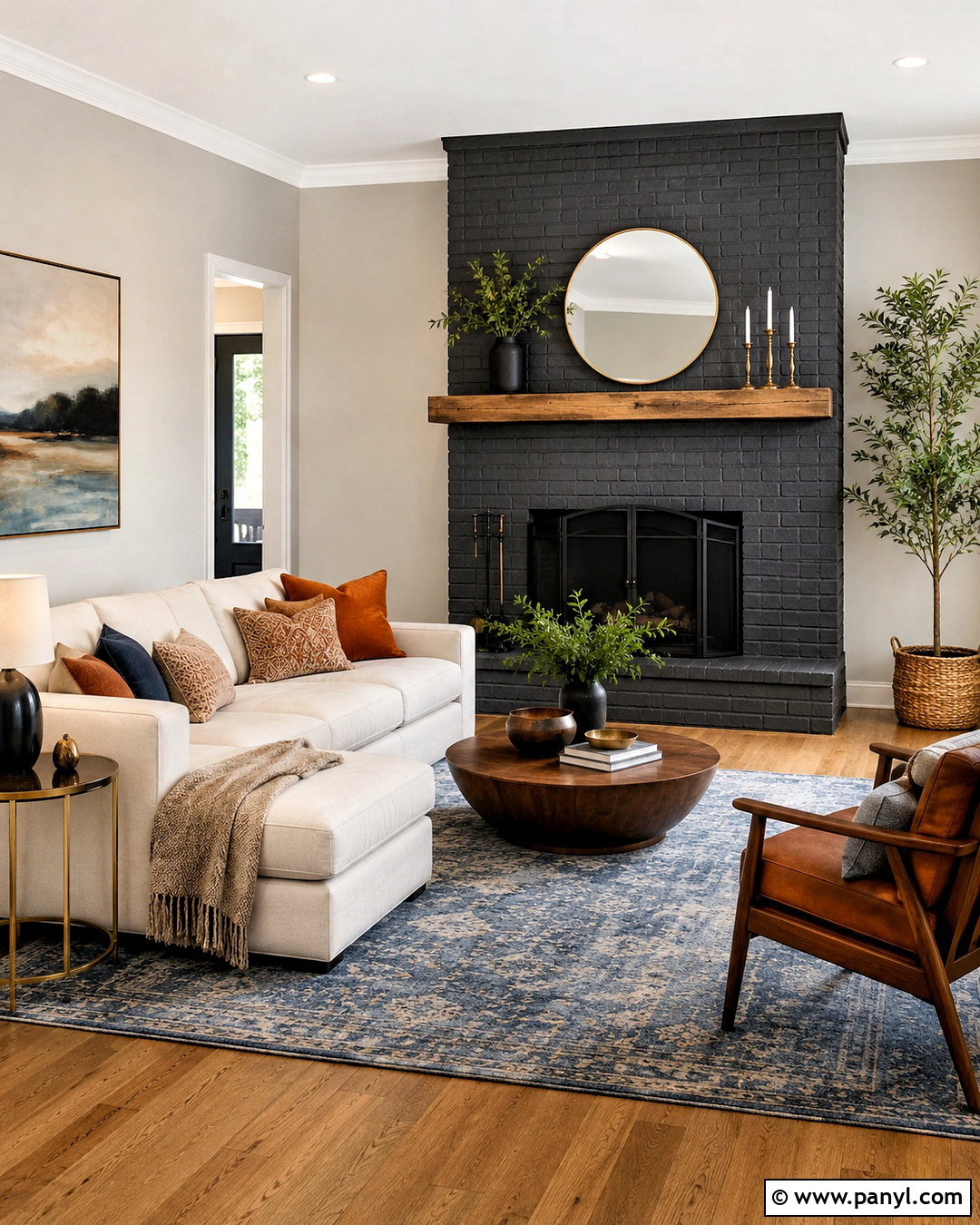Charcoal Gray Brick Fireplace - 20 dark painted fireplace ideas