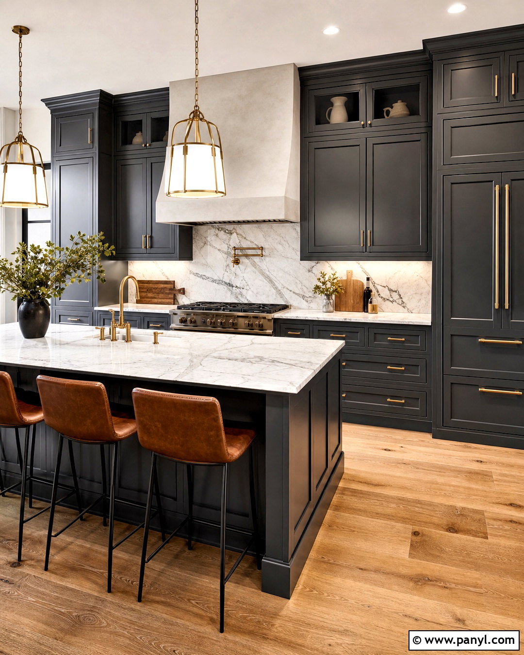 Charcoal Gray Cabinets With Marble Countertops - 20 kitchens with gray cabinets