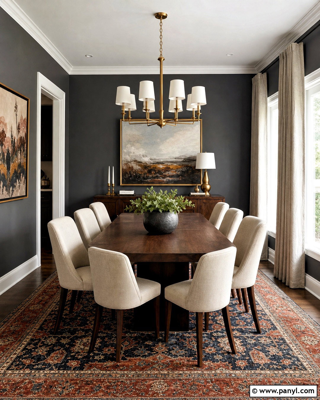 Charcoal Gray Dining Room - 20 gray wall color ideas