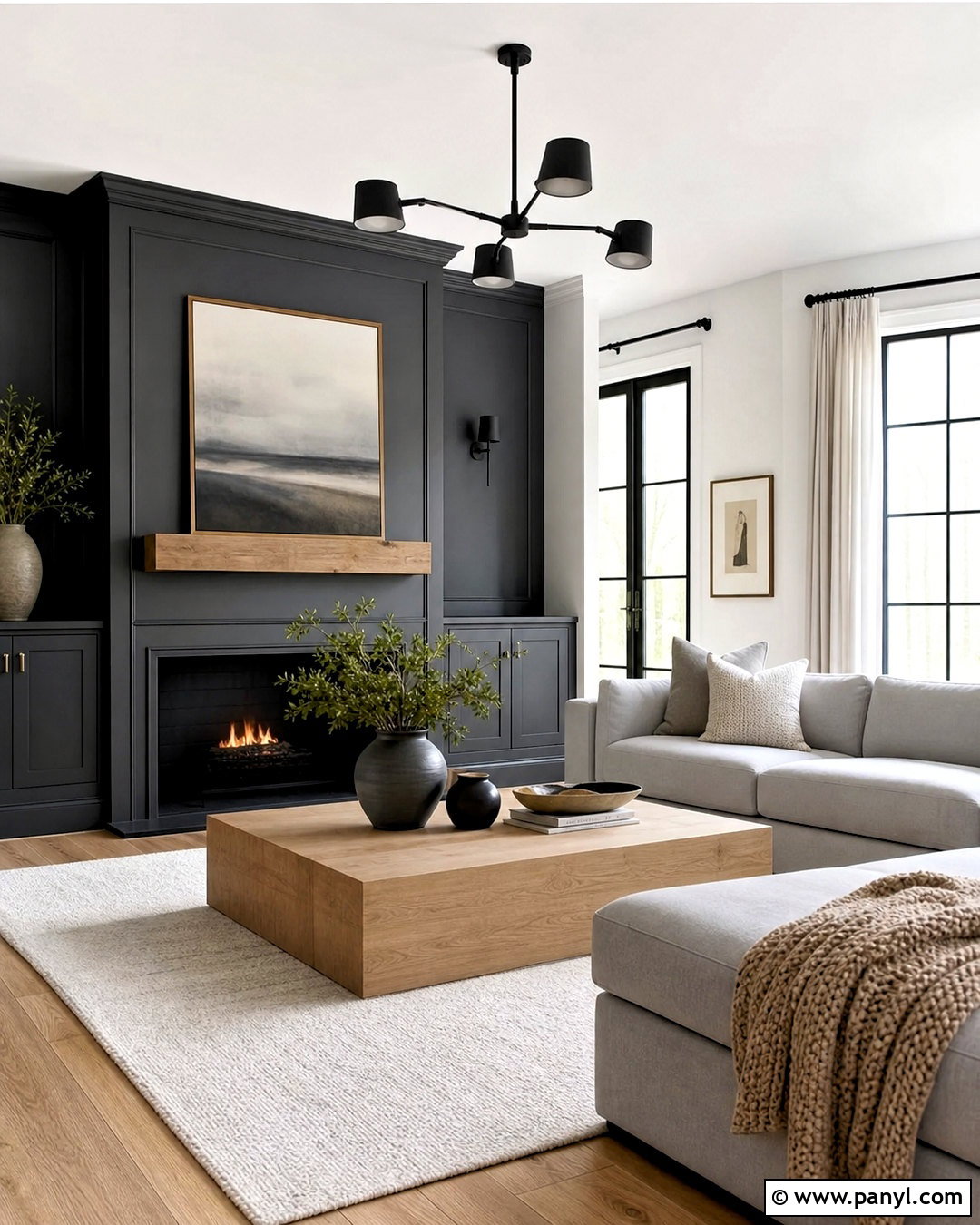 Charcoal Gray Fireplace Wall - 20 color wall ideas