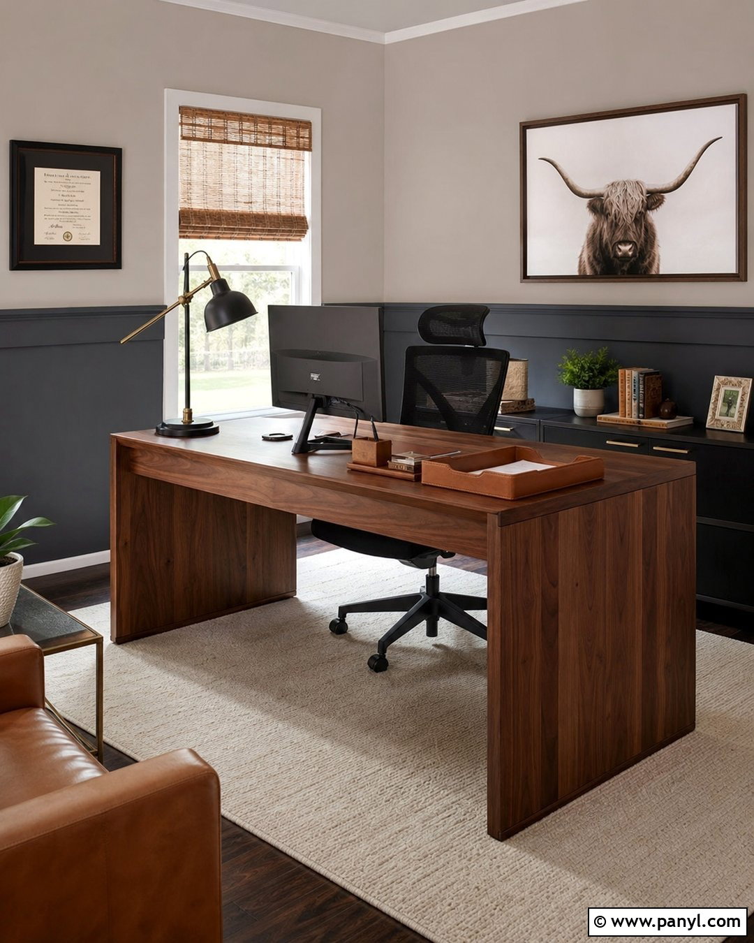 Charcoal Gray Half Wall With Soft Gray - 25 Half Wall Color Ideas