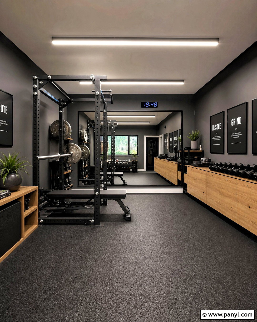 Charcoal Gray Home Gym - 20 gym colors ideas