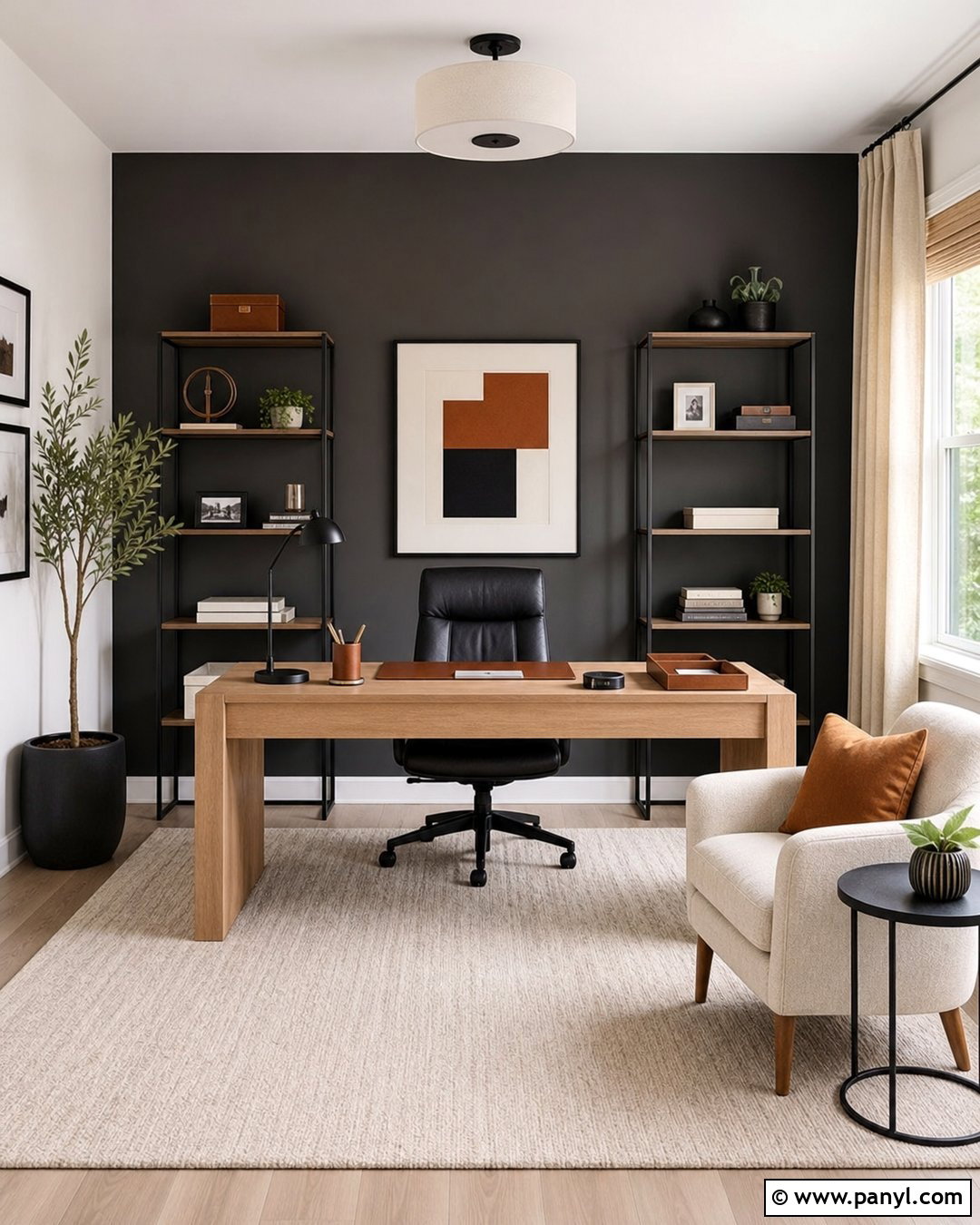 Charcoal Gray Home Office Accent Wall - 25 Home Office Accent Wall Color Ideas
