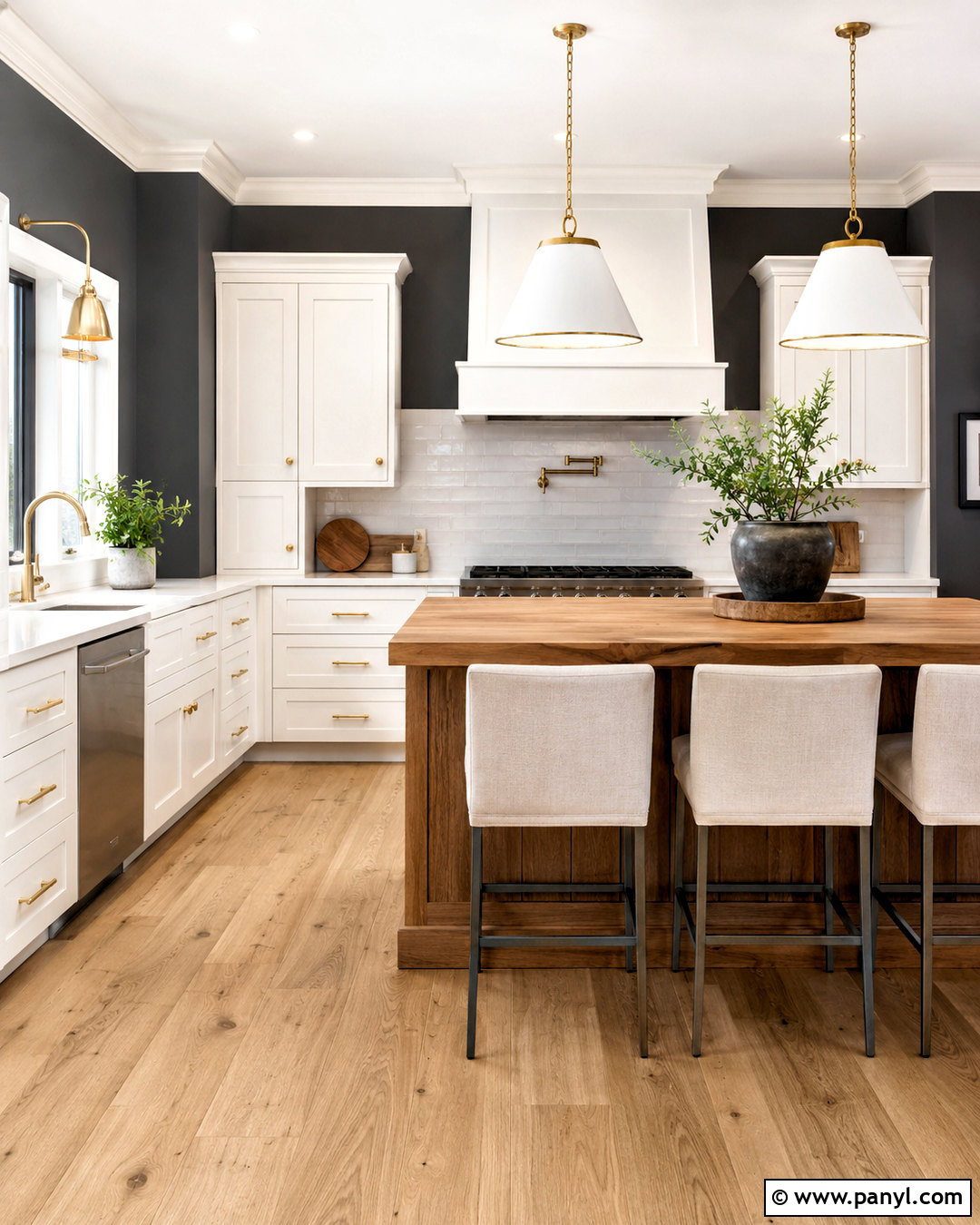 Charcoal Gray Kitchen Walls With White Cabinets - 40 kitchen wall color ideas