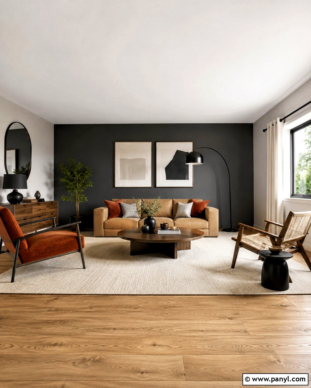 Charcoal Gray Living Room Accent Wall - 20 paint living room ideas accent walls