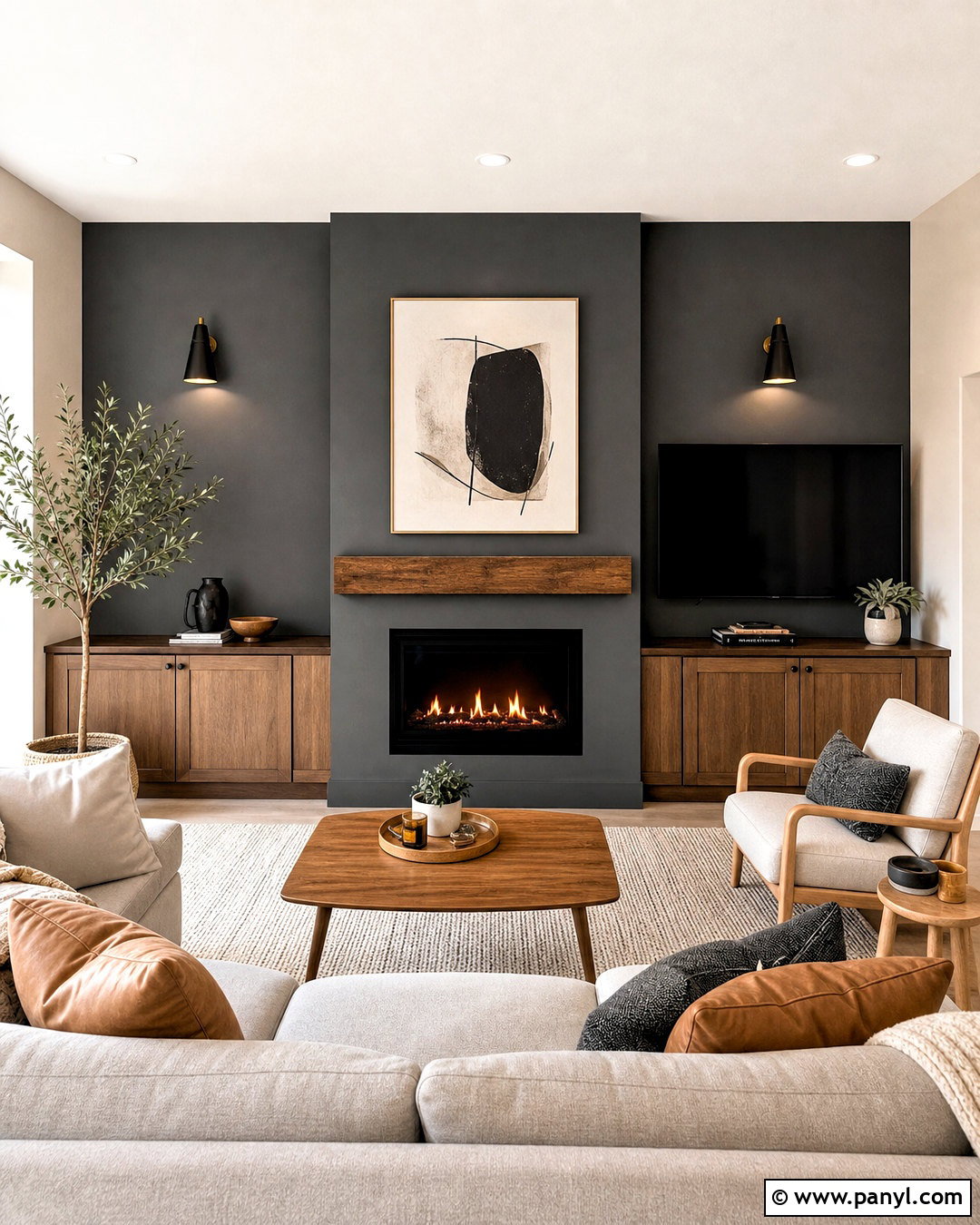 Charcoal Gray Living Room Accent Wall - 20 accent wall colors living room ideas