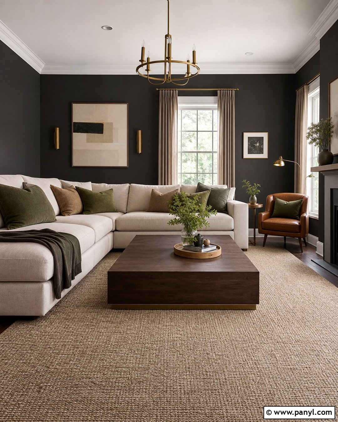 Charcoal Gray Living Room - 30 gray wall room ideas