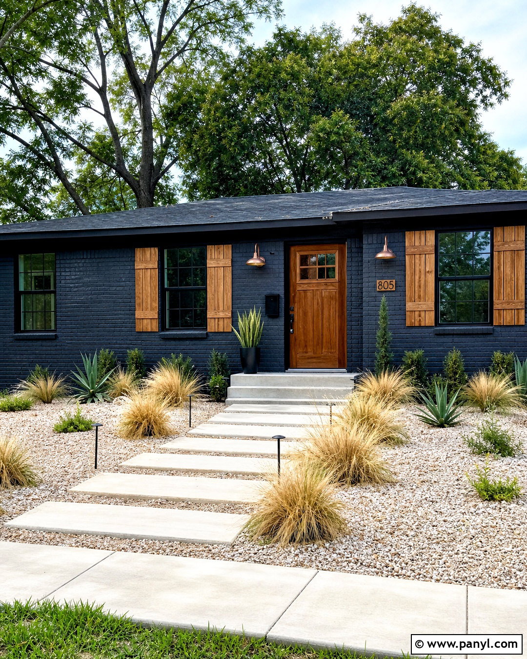 Charcoal Gray Painted Brick With Cedar Accents - 20 grey painted brick ideas